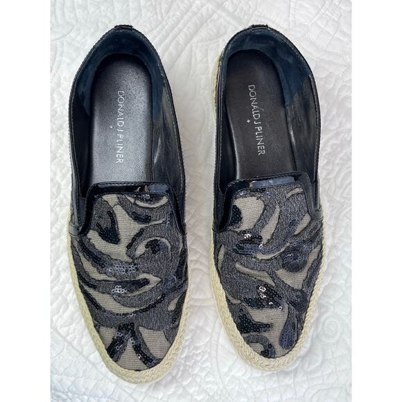 Donald J. Pliner Black and Gray Sequin Loafers - Picture 9 of 10